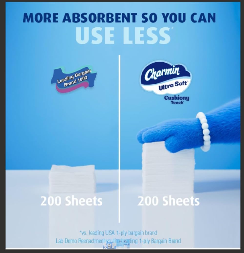 Charmin Ultra Soft Cushiony Touch Toilet Paper, 24 Family Mega Rolls = 123 Regular Rolls 24hrsmart